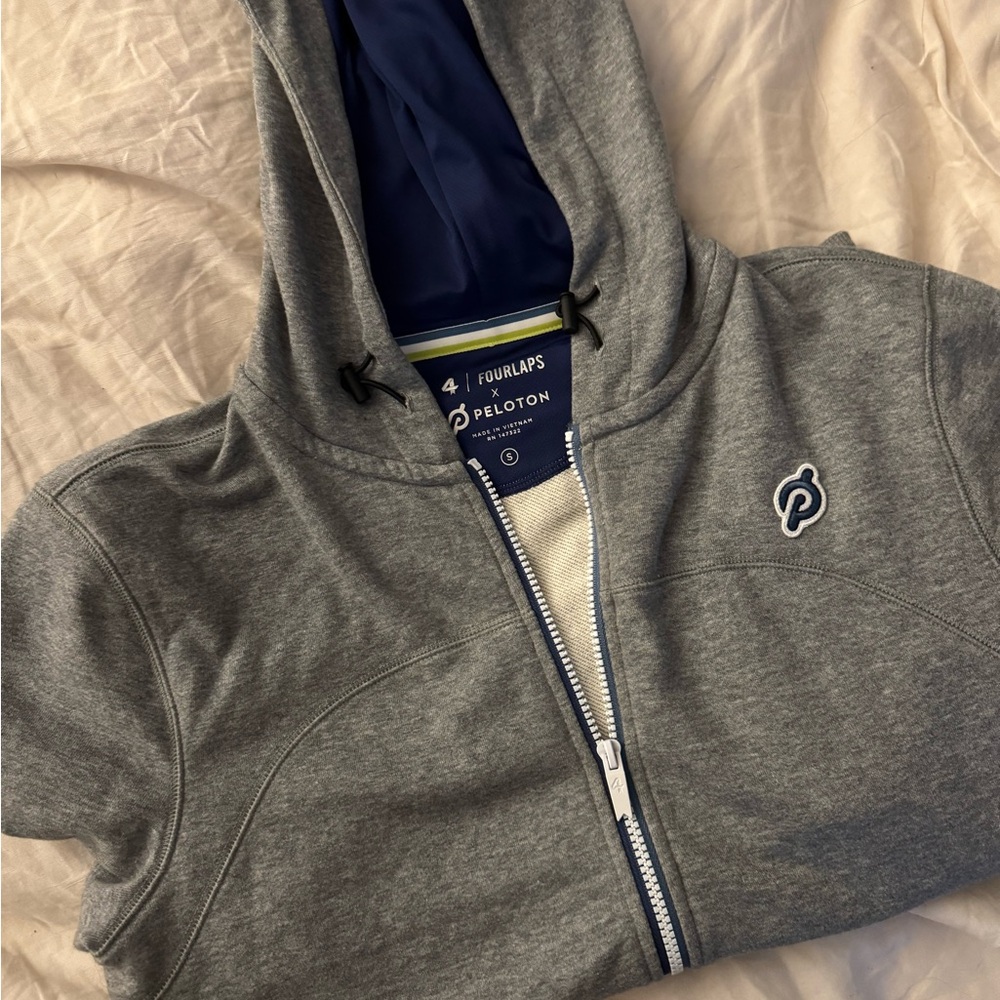Peloton Fourlaps Gray and Blue Hoodie